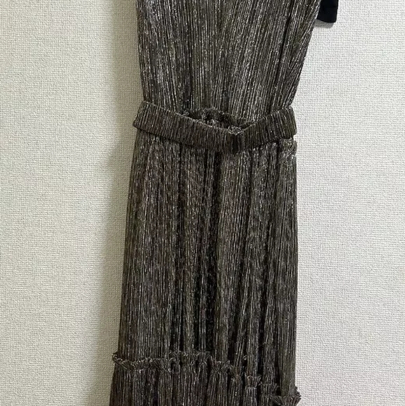 Sabina Musayev Gold Black Bow Gown Belted Midi Maxi Ray Dress Sz S - Picture 4 of 5